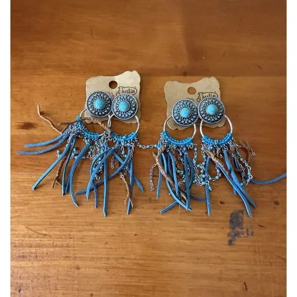 Statement Post Back Dangle Earrings Lot Colorful Boho Western Fringe Floral - Picture 2 of 16